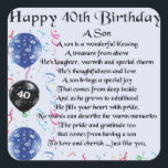 Son Poem  - 40th Birthday Design Square Sticker<br><div class="desc">A great gift for a son on his 40th birthday</div>