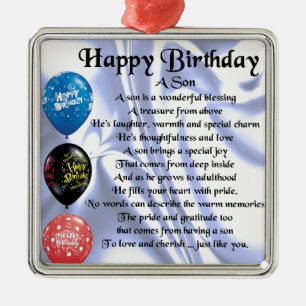 Son Poem  -  Happy Birthday Metal Tree Decoration