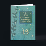 Son Religious 13th Birthday Green Hand Drawn Look Card<br><div class="desc">Soon enough you are going have a teenage boy in the house. Give your son the most heartwarming welcome to his teenage years with this card that reminds him the he is a blessings.</div>