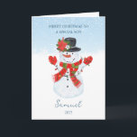 Son Snowman Christmas Holiday Card<br><div class="desc">Joyful Snowman wish you  a Merry Christmas</div>