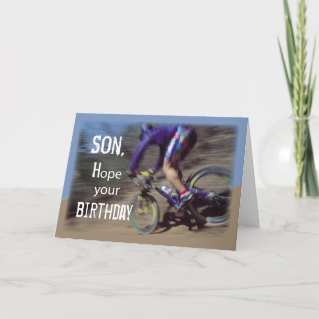 Son Sports Mountain Bike Birthday Card (Front)