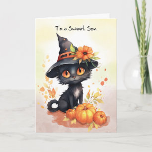 Son Sweet Halloween Cat Card