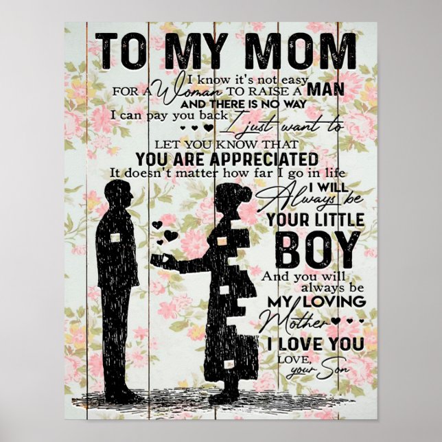 Son To Mum Gift For Mum, Mum Birthday Gift Idea Poster (Front)