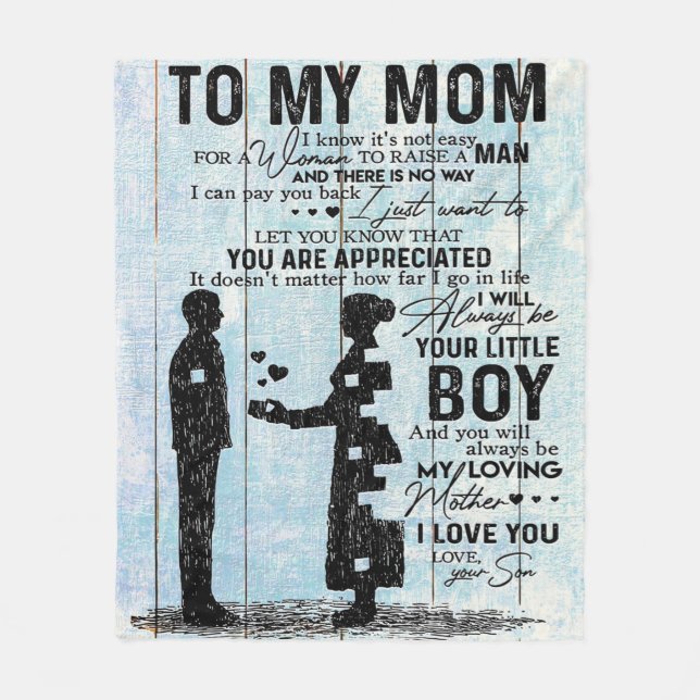 Son To Mum Gift, Personalise Letter To My Mum Gift Fleece Blanket (Front)