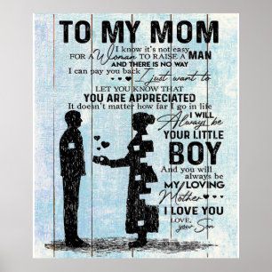 Son To Mum Gift, Personalise Letter To My Mum Gift Poster