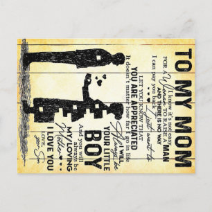Son To Mum, Gift To My Mum, Mother's Day Gift Idea Postcard