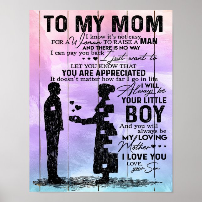 Son To My Mom Letter, Mother Birthday Gift Poster (Front)