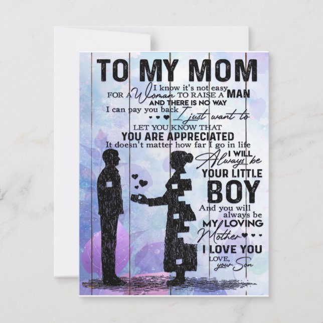 Son To My Mum Letter, Home Decoration, Invitation (Front)