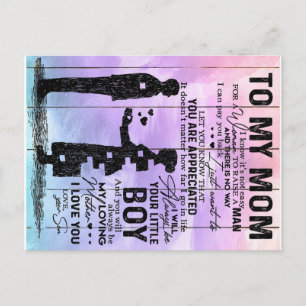 Son To My Mum Letter, Mother Birthday Gift Postcard