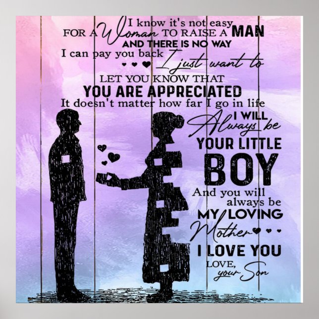 Son To My Mum Letter, Mother Birthday Gift Poster (Front)