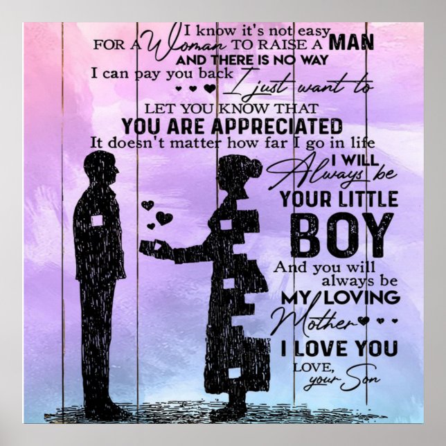 Son To My Mum Letter, Mother Birthday Gift Poster (Front)