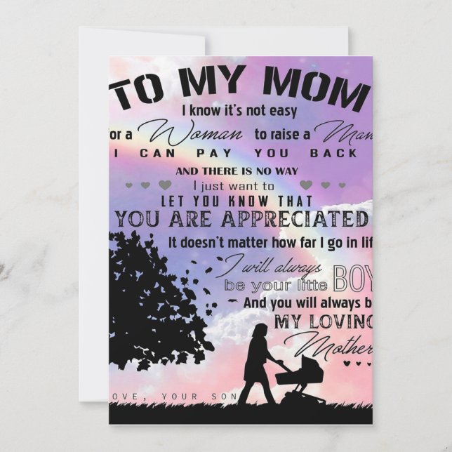 Son To My Mum Letter | New Home Present Holiday Card (Front)