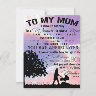 Son To My Mum Letter New Home Present Invitation