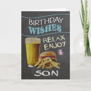 Son Trendy Chalk Board Effect, With Beer Burger Card