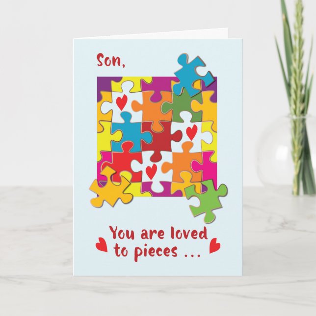 Son Valentine Puzzle Love to Pieces Card (Front)