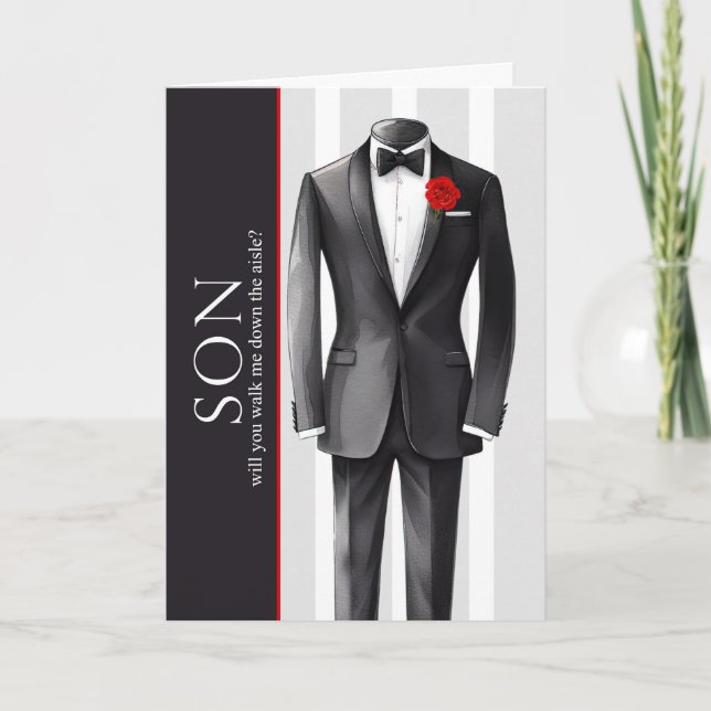 Son Walk Me Down the Aisle Wedding Request Card (Front)