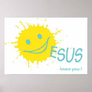 Sonburst Jesus loves you Poster
