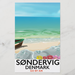 Søndervig Denmark beach travel poster Stationery