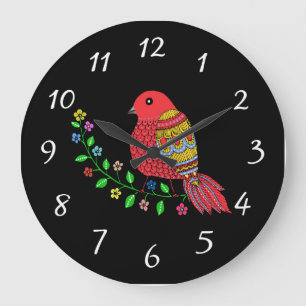 SONG BIRD FOLK ART Wall Clock