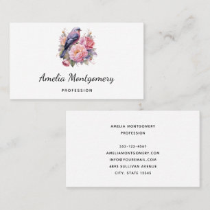 Song Bird Standing atop Pink Peonies Business Card