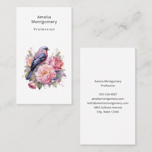 Song Bird Standing atop Pink Peonies Business Card