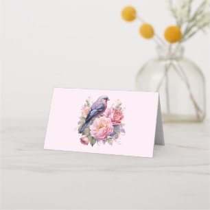 Song Bird Standing atop Pink Peonies Place Card