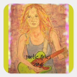 song girl art square sticker