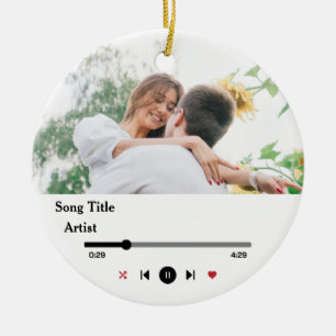 Song Lyrics Custom 2 Photos For The Couple Ceramic Ornament