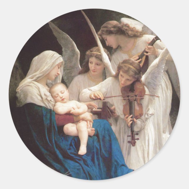 Song of Angels, William-Adolphe Bouguereau Classic Round Sticker (Front)