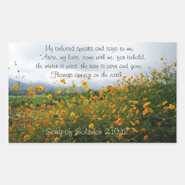 Song of Solomon 2:10-12, Bible Verse, Flowers Rectangular Sticker (Front)
