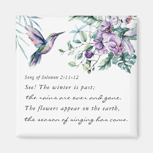Song of Solomon 2:11-12 Hummingbird Flowers Bible Magnet