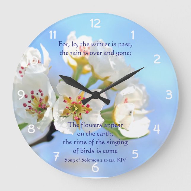 Song of Solomon 2:11-12a The flowers appear Large Clock (Front)
