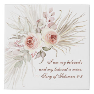 Song of Solomon 6:3 I am my Beloved’s Floral Faux Canvas Print