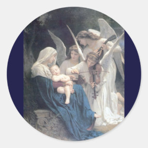 Song of the angels antique painting baby religion classic round sticker