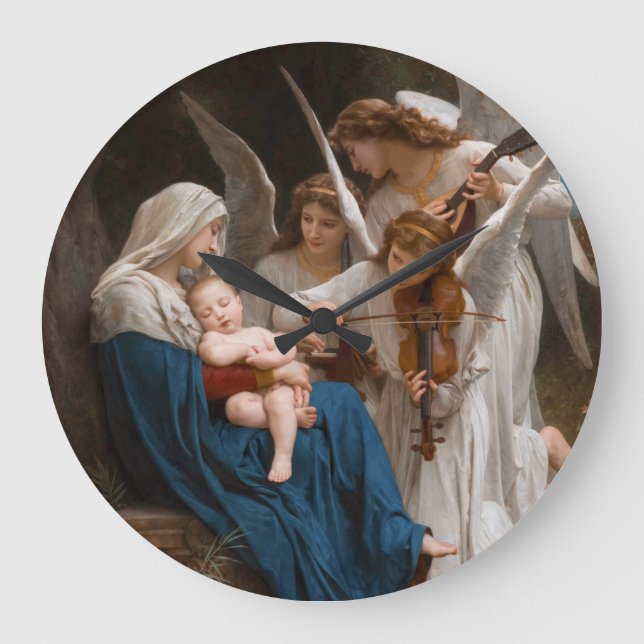 Song of the Angels by William-Adolphe Bouguereau Large Clock (Front)