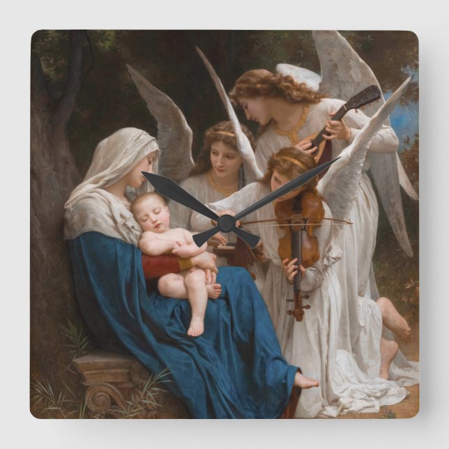 Song of the Angels by William-Adolphe Bouguereau Square Wall Clock (Front)