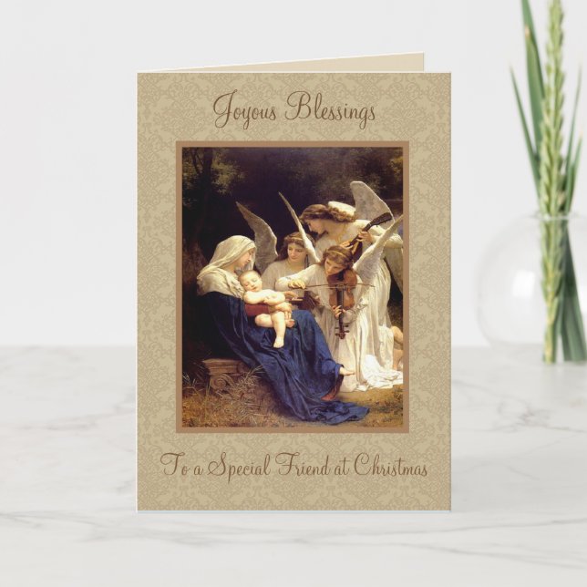 Song of the Angels Religious Blessed Mother Holiday Card (Front)