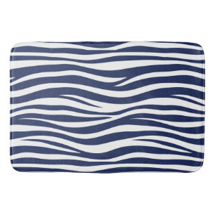 Song of the Sea Navy Blue Nautical Flowing Waves Bath Mat