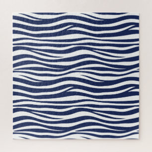 Song of the Sea Navy Blue Nautical Flowing Waves Jigsaw Puzzle