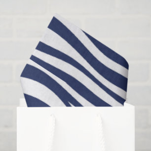Song of the Sea Navy Blue Nautical Flowing Waves Tissue Paper