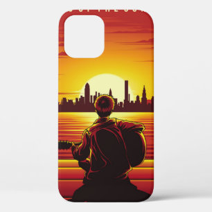 Song of the sunset illustration sunset,alone,boy,g iPhone 12 case