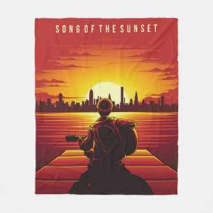 Song of the sunset illustration sunset,alone,boy,g fleece blanket