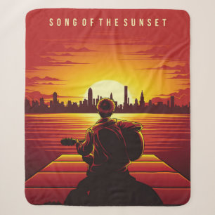 Song of the sunset illustration sunset,alone,boy,g sherpa blanket