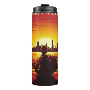 Song of the sunset illustration sunset,alone,boy,g thermal tumbler