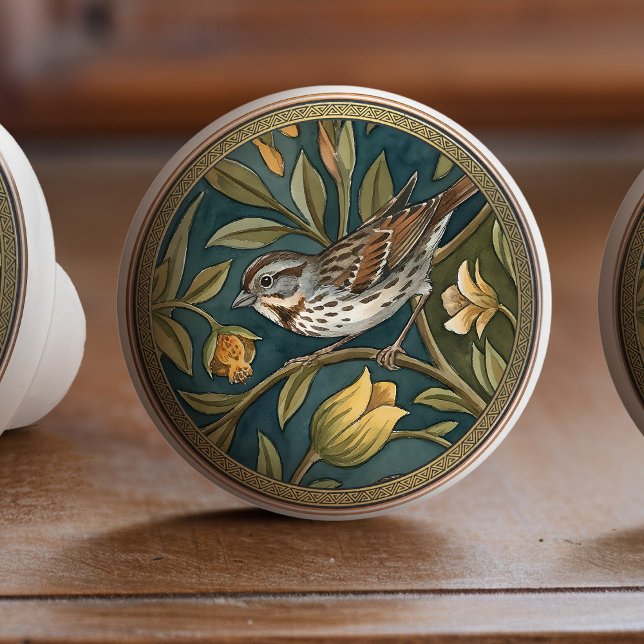 Song Sparrows Bird Ceramic Pull Knob (Creator Uploaded)