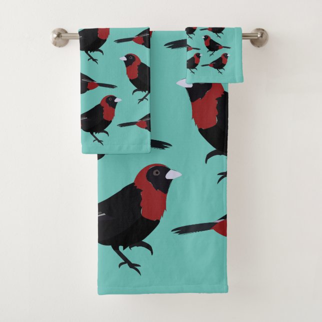 Songbird Crimson-Collared Tanager Songbird  Bath Towel Set (Insitu)