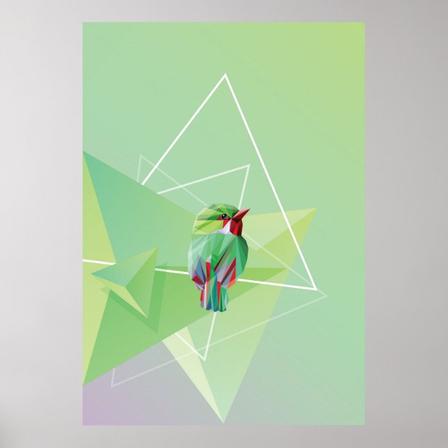 Songbird In Abstract Green Poster (Front)