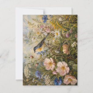 Songbird in Wildflower Meadow Garden Card