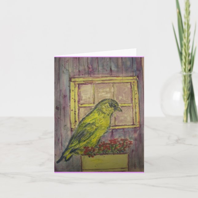 Songbird in Window Box Thank You Card (Front)