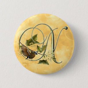Songbird Initial N 6 Cm Round Badge